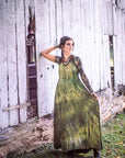 Limited Edition Summer Niles Dress by Crossfox, green tie dye modal jersey knit with deep pockets