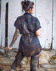 Limited Edition Chindit tunic by Crossfox, dark indigo tunic jacket with oversized fit and belt