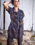 Limited Edition Chindit tunic by Crossfox in dark blue with military safari detailing and 4 large pockets