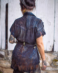 Limited Edition Chindit tunic by Crossfox in dark indigo with tunic jacket style and military safari details