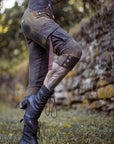 OOAK Renegade Cargo Breeches by Crossfox in dark purple with stylized paratrooper leg ties