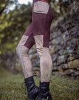 Limited Edition Rib Lucien Pocket Leggings Crossfox ribbed knit mauve with light gray pocket panels and inseam detail