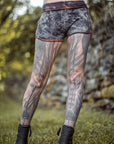 Limited Edition Sprinter Shorts crossfox unisex shorts in charcoal fabric with orange trim and abstract print