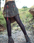 Limited Edition Intrepid Pocket Skirt by crossfox, dark olive with zip-closed pockets and asymmetrical cut