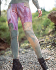 Limited Edition COTTON Lucien Pocket Leggings by Crossfox, slim stretch cotton jersey with large pockets in mauve tie-dye