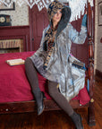 OOAK Bast Robe by Crossfox hooded robe dress in heather gray with double layered oversized hood