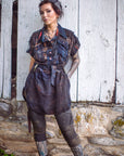 Limited Edition Chindit tunic by Crossfox in indigo blue with WWII paratrooper buckle belt