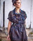 Limited Edition Chindit tunic by Crossfox in dark indigo with WWII paratrooper buckle belt detail