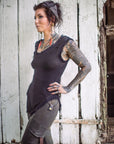 Limited Edition Hacci Tank by Crossfox black modal ribbed tank top with bound and raw hemline