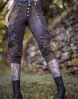 OOAK Renegade Cargo Breeches by Crossfox in dark charcoal with stylized paratrooper leg ties