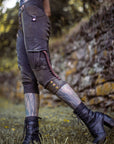 OOAK Renegade Cargo Breeches by Crossfox in dark charcoal with stylized paratrooper leg ties