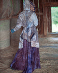 OOAK Bast Robe Crossfox hooded robe dress in heather gray with double layered oversized hood mantle