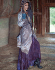 OOAK Bast Robe Crossfox hooded robe with pockets and built in sash closure in black and gray fleece