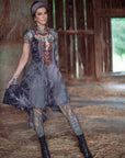 Limited Edition Maiden Dress by Crossfox, black A line snap front summer dress with princess seaming