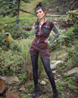 Limited Edition Safari Romper by Crossfox, hooded romper with ring pull zip, brown corduroy texture