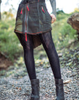 Limited Edition Intrepid Pocket Skirt by crossfox in dark charcoal with asymmetrical zip pockets and snap closure