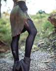 Limited Edition Intrepid Pocket Skirt by crossfox in olive ribbed fabric with asymmetrical zip pocket details