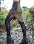 Limited Edition Intrepid Pocket Skirt by crossfox in dark green with asymmetrical 4 pockets and zip-closed sides