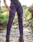 Limited Edition Fleece Lucien Pocket Leggings by Crossfox in dark purple bamboo fleece with large front pockets