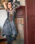 Limited Edition Maiden Dress Crossfox black A line snap front summer dress with princess seaming on bodice and skirt