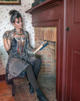 Limited Edition Maiden Dress Crossfox A line snap front summer dress in dark gray with princess seaming