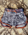 Limited Edition Sprinter Shorts crossfox unisex shorts blue fabric with multicolor waistband and orange trim