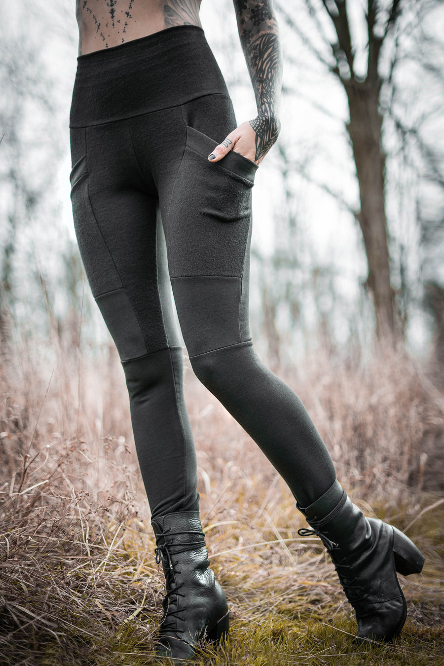 Crossfox, Pants & Jumpsuits, Crossfox Lucien Fleece Pocket Leggings M  Ooak Taupe Brown Rare