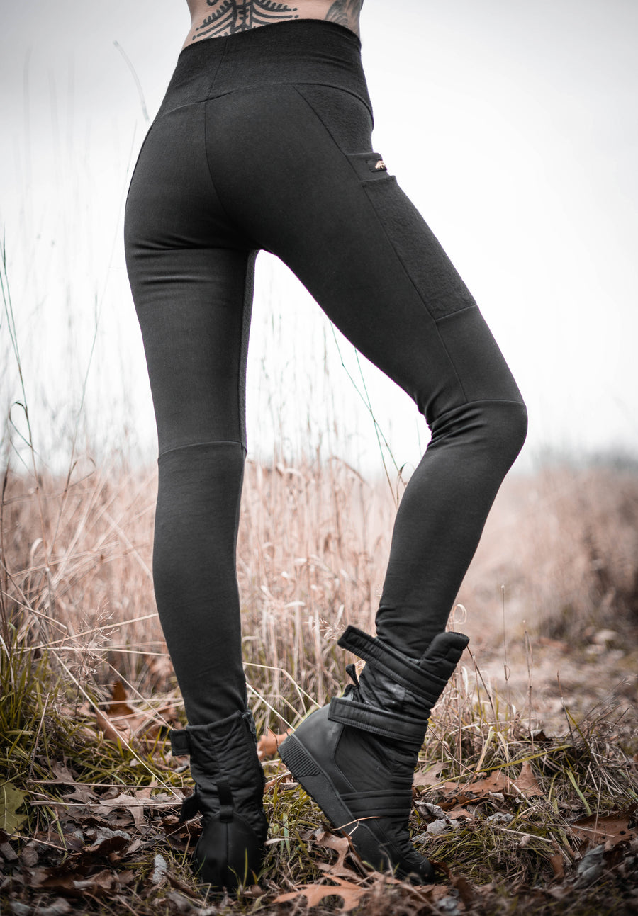 Crossfox, Pants & Jumpsuits, Crossfox Lucien Fleece Pocket Leggings M  Ooak Taupe Brown Rare
